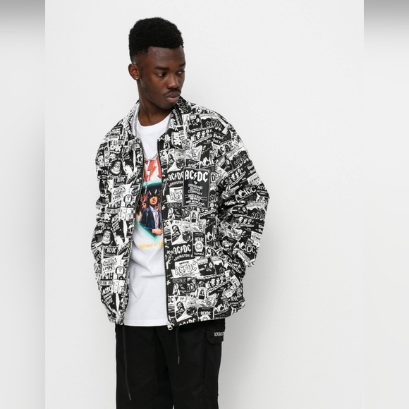 DIAMOND Supply Co. X AC/DC  World Tour Black White Men's All Over Print Jacket - Picture 10 of 16